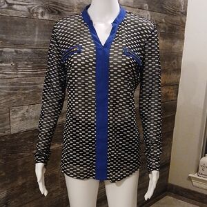 Stylish Blue and Black Women's See Through Top